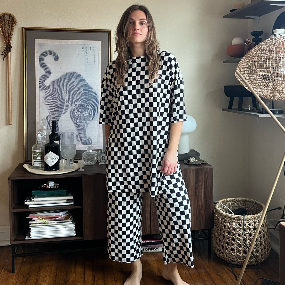Dressed in LaLa - Checkered Ribbed Playsuit